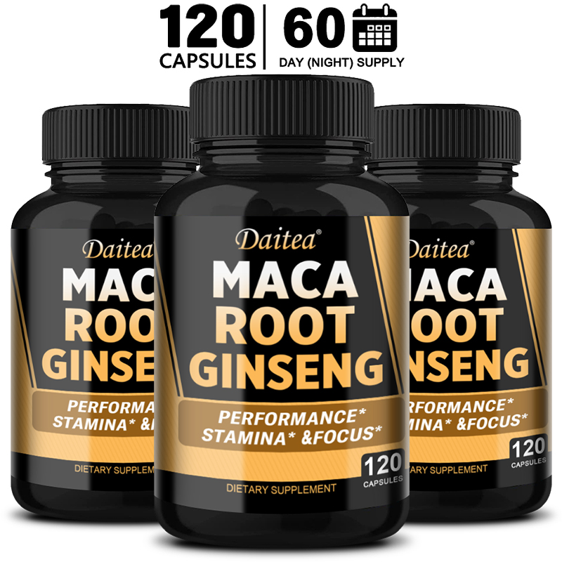 Valerian Root Capsule - 비건 11400mg (노란색+빨간색+검은색) 마카 및 인삼